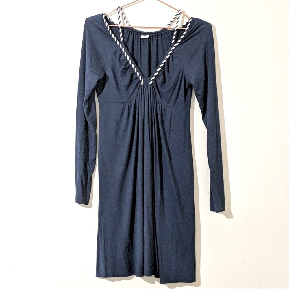 Anthropologie Three Dots Empire Waist Rope Detail Dress Nautical